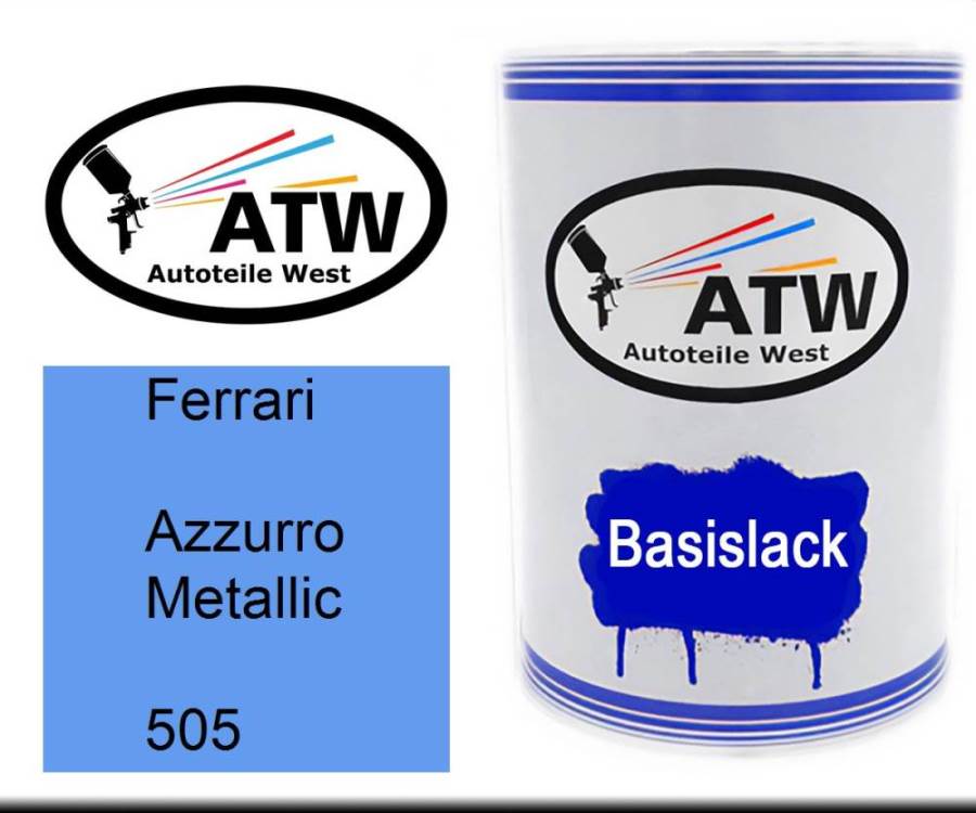 Ferrari, Azzurro Metallic, 505: 500ml Lackdose, von ATW Autoteile West.